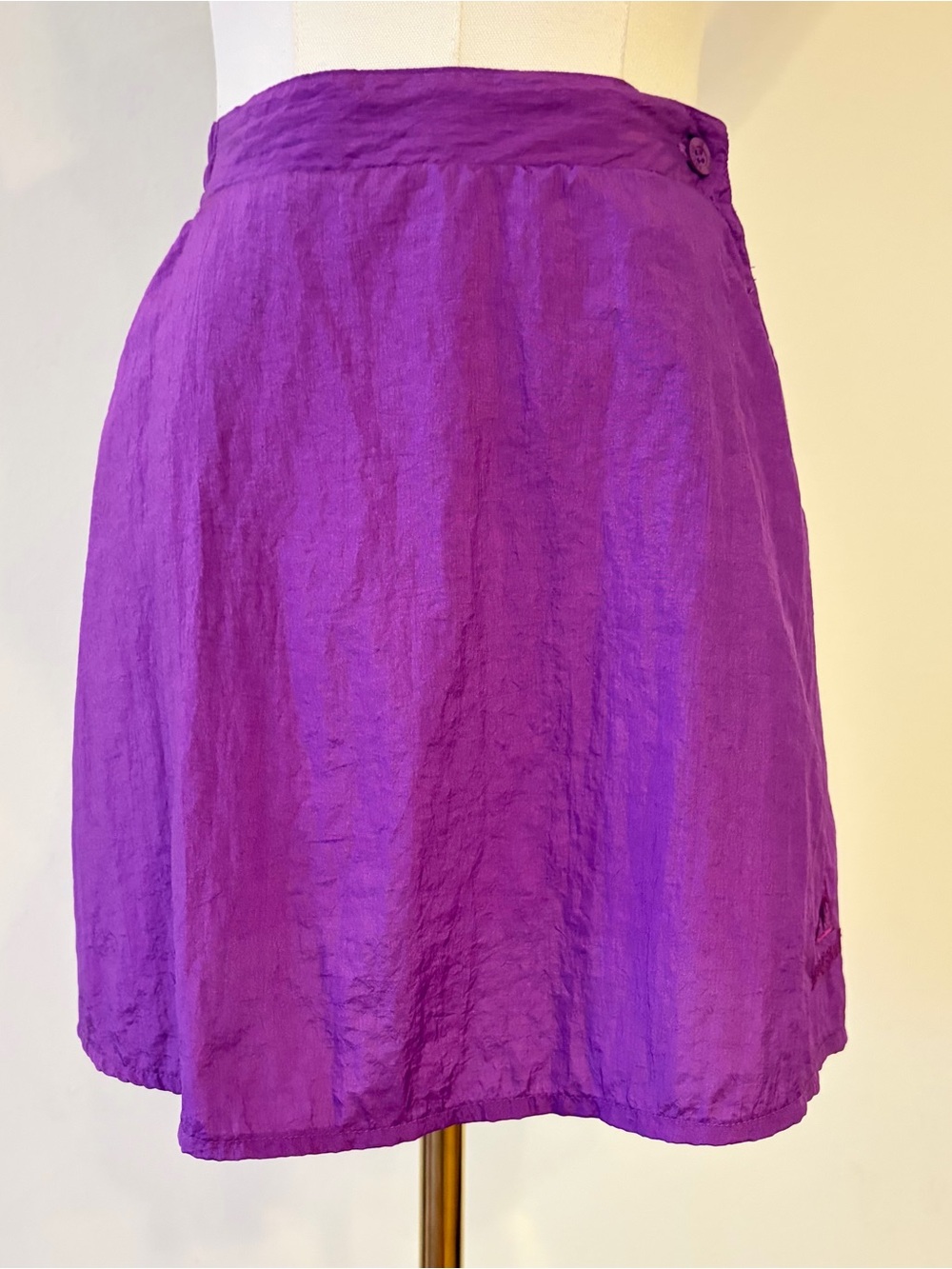 Vintage Le Coq Sportif Purple Nylon Tennis Skirt Medium 80s 90s Sporty Mini